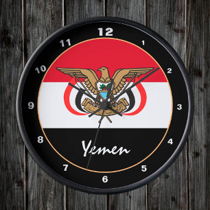 Relógio Redondo Yemen Flag, Yemen patriotic Home / design