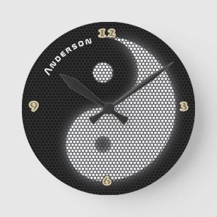 Relógio Redondo YIN YANG Neon Light Style Parede Personalizada