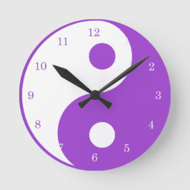 Relógio Redondo Yin Yang Purple and White Symbol Clock