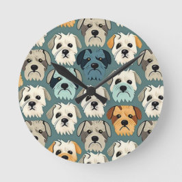 Relógio Redondo Yorkshire Terrier Pattern