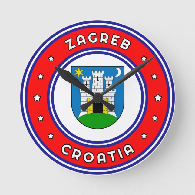 Relógio Redondo Zagreb Casaco de Armas Croácia (Frente)
