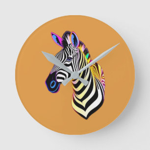 Relógio Redondo Zebra Neon Brilhante