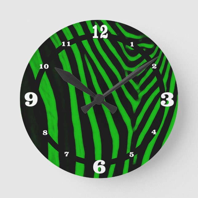 Relógio Redondo Zebra - Verde (Frente)