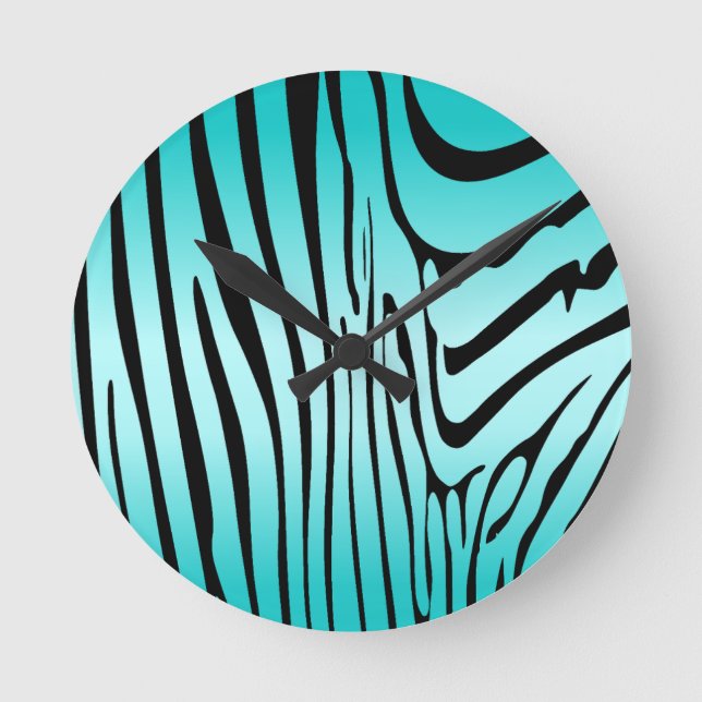 Relógio Redondo Zesty Zebra Cyan (Frente)