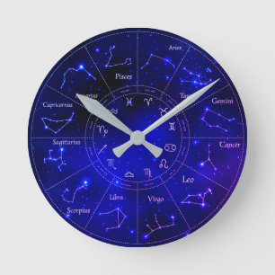 Relógio Redondo Zodiac Constellations Night Sky Acrylic Wall Clock