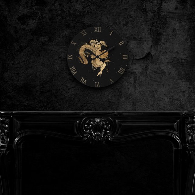 Relógio Redondo Zodiac Goddese | Astrologia Aquária Dourada Cósmic (Criador carregado)