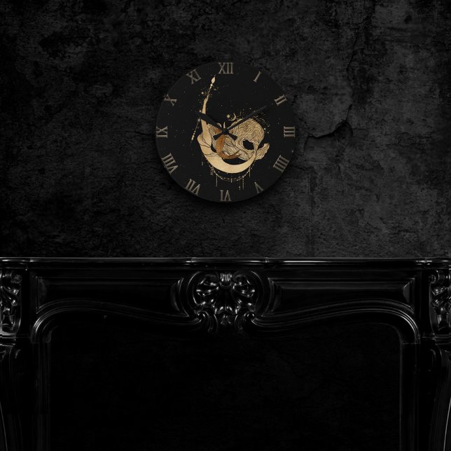 Relógio Redondo Zodiac Goddese | Astrologia de Capricórnio Dourado (Criador carregado)