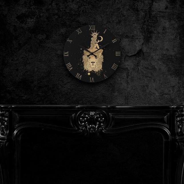 Relógio Redondo Zodiac Goddess | Cosmic Gold Leo Astrology (Criador carregado)