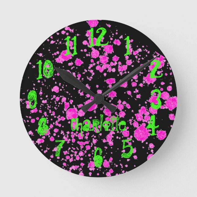Relógio Redondo Zombie Splatters Kid's Neon Wall (Frente)