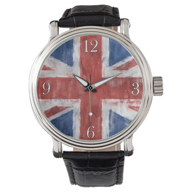 Relógio Reino Unido Bandeira Patriótica Wristwatch (Frente)