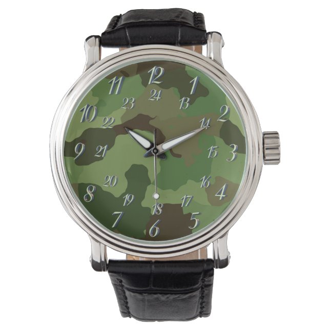 Relógio Reloj De Pulsera Ejército fondo verde camuflaje (Frente)