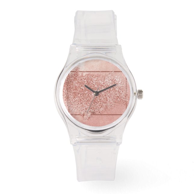 Relógio reloj rosa brillante (Frente)