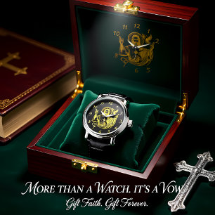 Relógio Representação ouro de Jesus com uma pomba