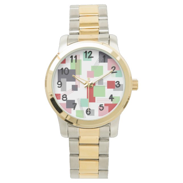 Relógio Retângulos e linhas abstrato (Frente)