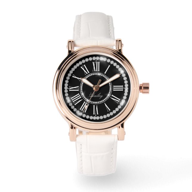 Relógio Retardados Impressos Elegantes Adicionar Nome Pers (Frente)