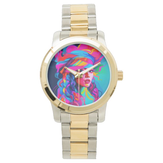 Relógio Retrato de Abstrato vibrante (Frente)