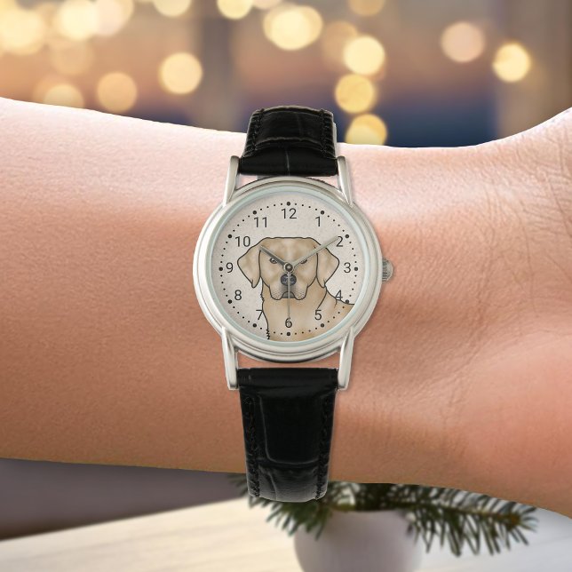 Relógio Retrato de Cachorro de Labrador Amarelo Retriever  (Criador carregado)