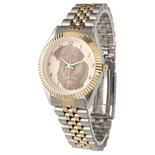 Relógio retrato do cão dourado vermelho raro de labrador