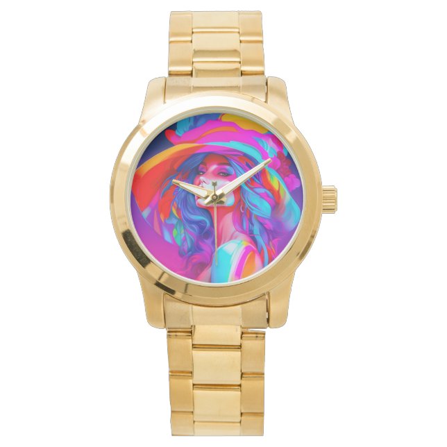 Relógio Retrato Neon Pop Art (Frente)