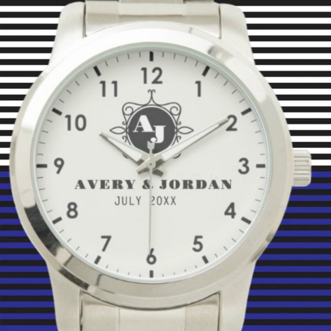 Relógio Retro calligraphic monogram Luxury Vintage  (Criador carregado)