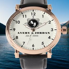 Relógio Retro calligraphic monogram Luxury Vintage 