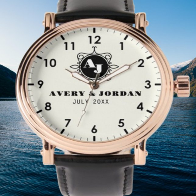 Relógio Retro calligraphic monogram Luxury Vintage  (Criador carregado)