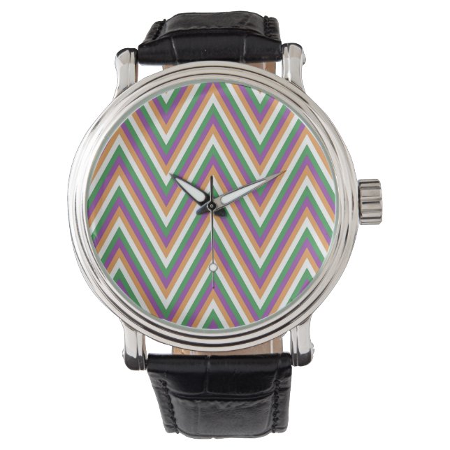 Relógio Retro Chevron Pattern Cool (Frente)