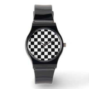 Relógio Retro geométrico em preto e branco dos quadrados v