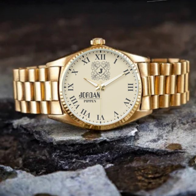 Relógio Retro Hipster Modern Monogram Unique Personalized  (Criador carregado)