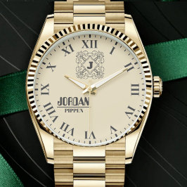 Relógio Retro Hipster Modern Monogram Unique Personalized 