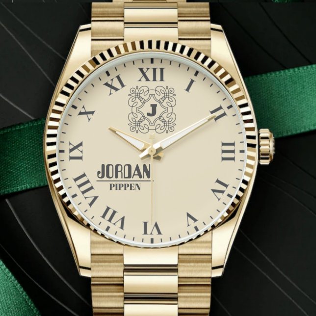 Relógio Retro Hipster Modern Monogram Unique Personalized  (Criador carregado)