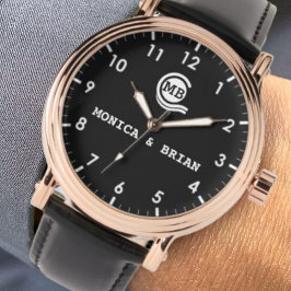 Relógio Retro   Monogram  a perfect Romantic Couple Gift