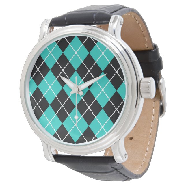 Relógio Retro Turquoise Argyle Watch (Angular)