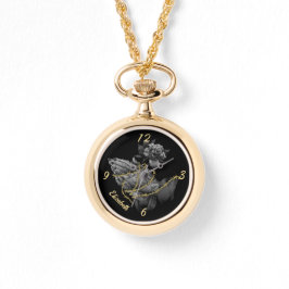 Relógio Rezando Mãos com Rosa e Cornos