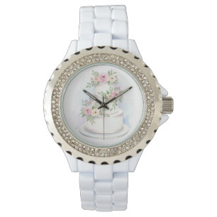 Relógio Rhinestone Bezel Weding Cake Bridal Watch