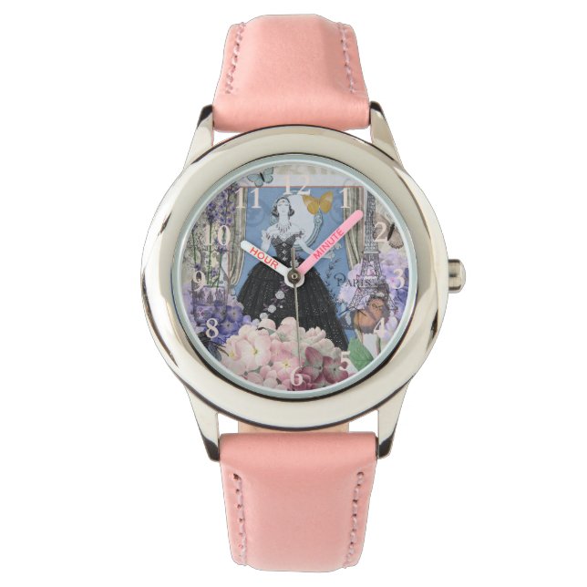 Relógio Rico Floral da Mulher Elegante Azul (Frente)