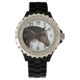 Relógio Rinoestone Black Enamel Watch, das mulheres do cav