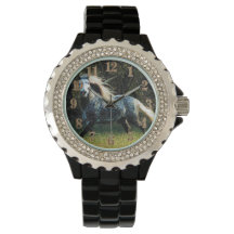 Rinoestone Black Enamel Watch, das mulheres do cav