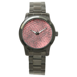 Relógio Riscos cruzados e borões na cor pêsseg ou salmão