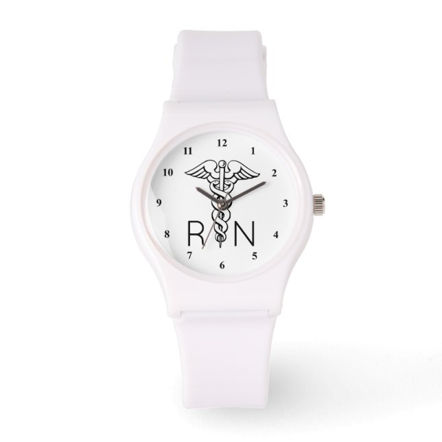 Relógio RN Registered Nurse Watch | Símbolo Caduceus (Frente)