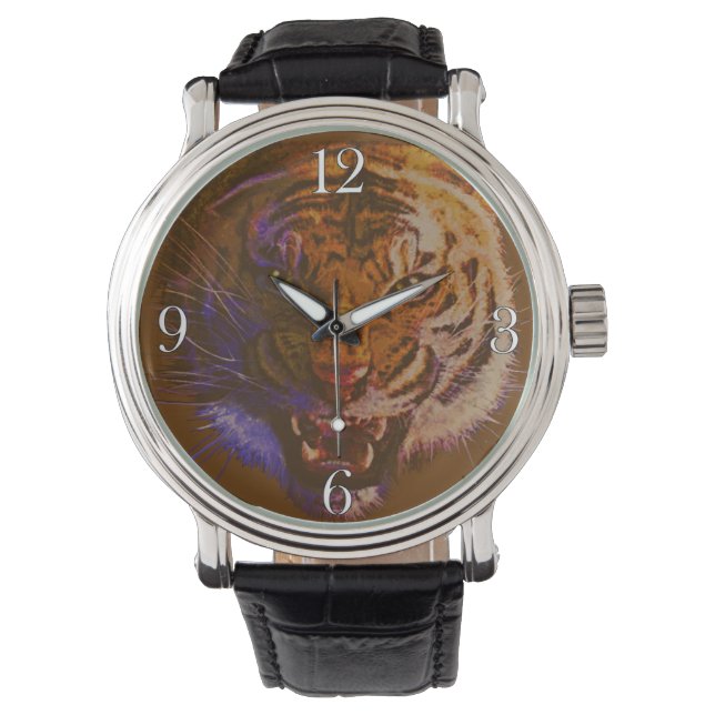 Relógio Roaring Tiger Face Big Cat India Willife (Frente)