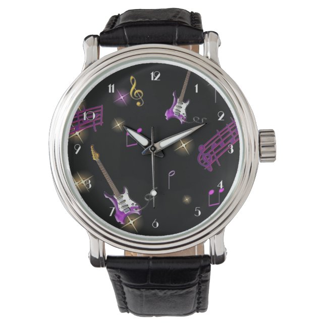 Relógio Rock Star Music Background Wrist Watch (Frente)
