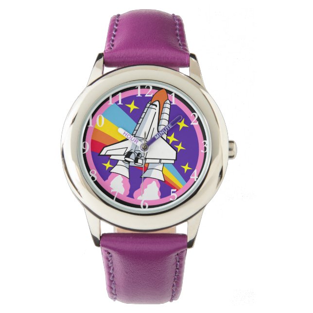 Relógio Rocket Shuttle Space Purple Girl Watch (Frente)