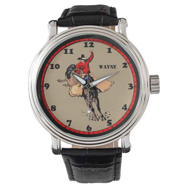 Relógio Rodeo Cowboy Bull Rider eWatch Personalizado (Frente)