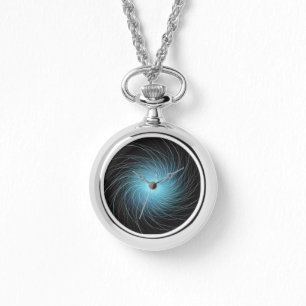 Relógio Rodovalho cósmico azul frontal em preto