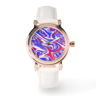 Relógio Rodovalho Patriótico: mármore Branco Vermelho e Az