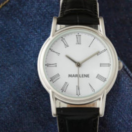 Relógio Roman numeral personalized minimalist elegant name