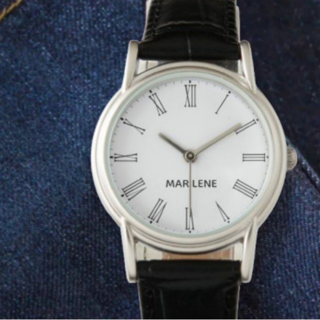 Relógio Roman numeral personalized minimalist elegant name (Criador carregado)