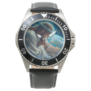 Relógio Romanos 6:23 com mãos em ouro cruzado