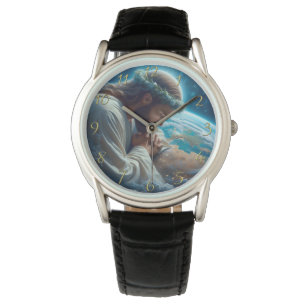 Relógio Romanos 6:23 com mãos em ouro cruzado